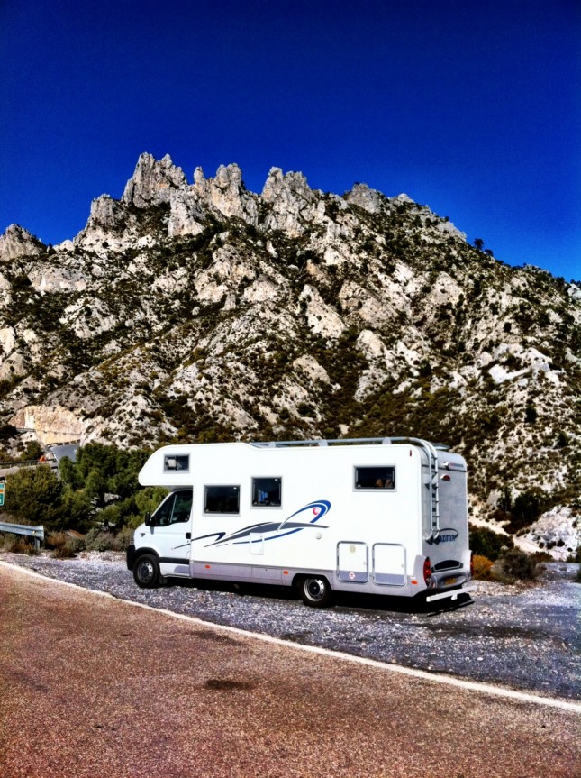 Our Motorhome, taking a breather after an exhausting mountain climb - near Otivar, Andalucia
