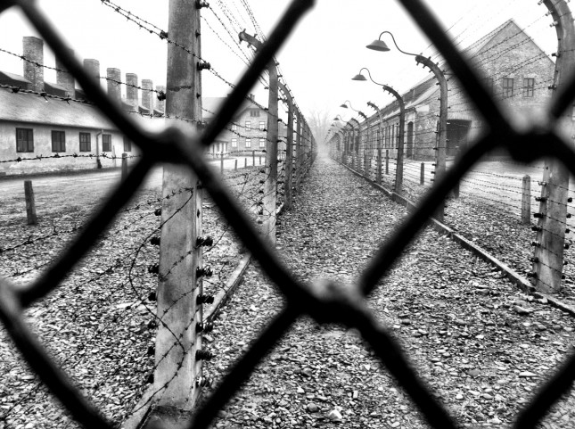 Electrified perimeter fencing at Auschwitz first Death Camp