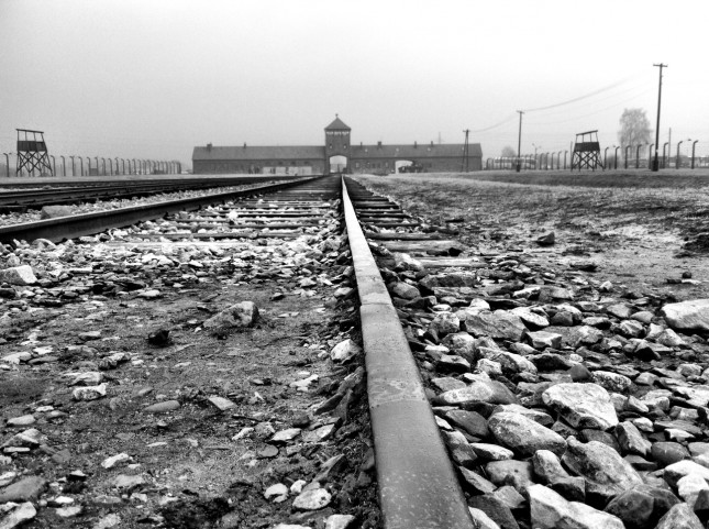 The rail entrance and disembarking area at Auschwitz II-Birkenau